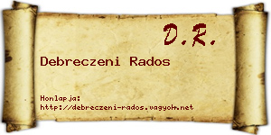 Debreczeni Rados névjegykártya